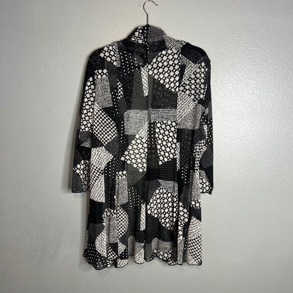 Ali Miles Cardigan Plus Sz 1X Geometric Patchwork Boho Artsy Mesh Cover Up - Picture 8 of 8